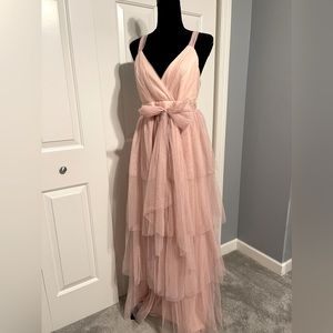 baby pink frill large size dress